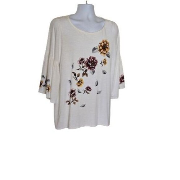 Karen Kane Women's Top white Floral Bell Sleeve size 2X - Picture 7 of 7
